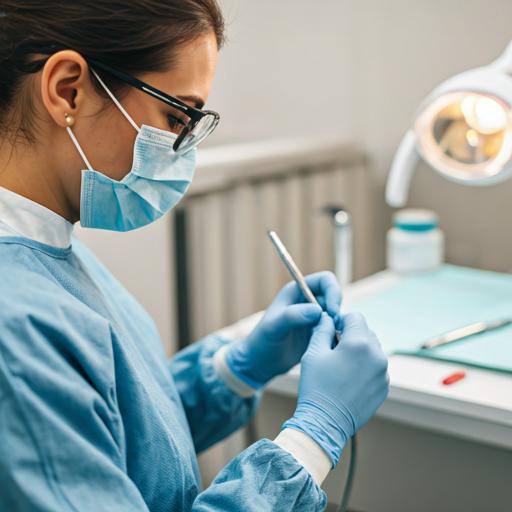 Dentista trabajando con precisión